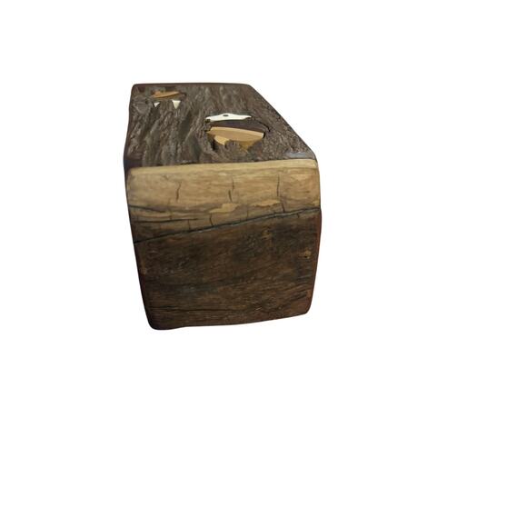 Vintage Handmade Wooden Tea Bag Te Box Brown Teak Wood 2 Slots Armadillo - Picture 4 of 9